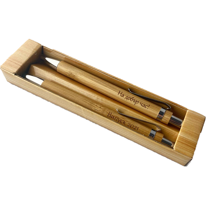 Гравирани бамбукови химикал и молив